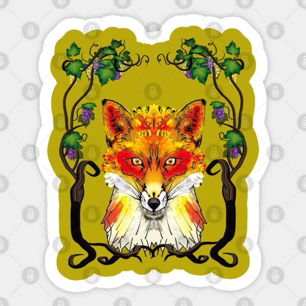 Dignified Fox and Grapes Sticker by Lintvern